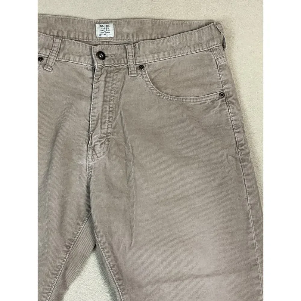 J. Crew Pants‎ Jeans 33x30 Brown Corduroy Straight Leg Regular Fit Mid Rise